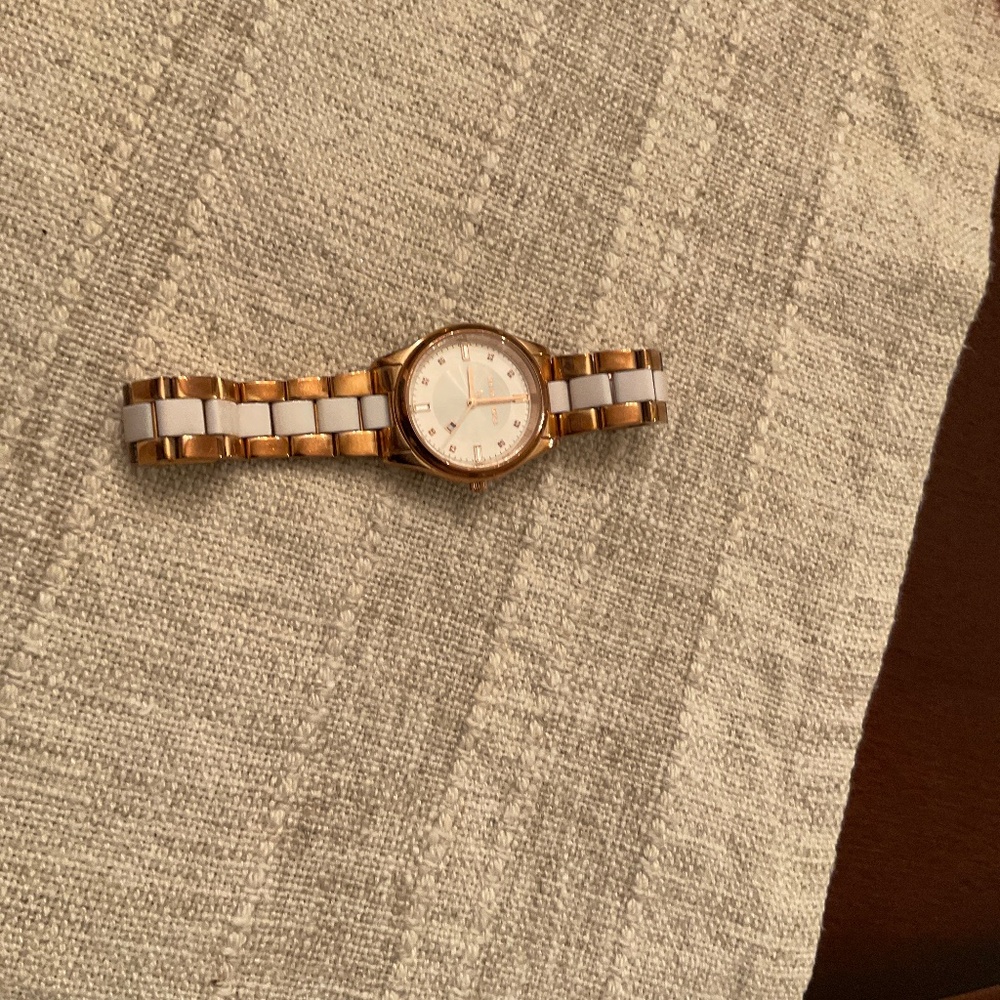 Ladies white and rose gold Michael Kors watch